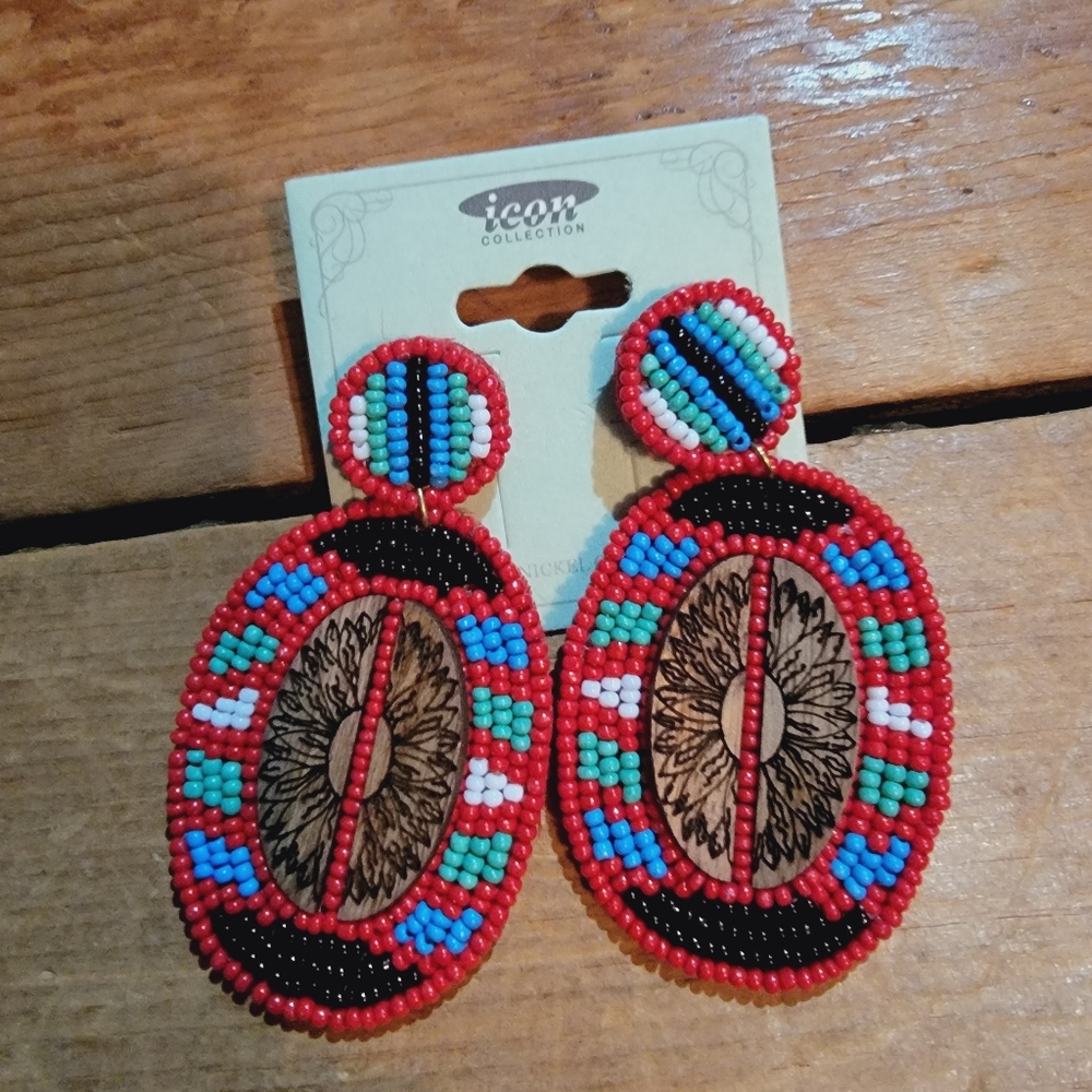 Seed Bead Earrings South Western Native Theme